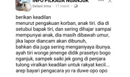 Bejat! Diduga Ayah di Nganjuk Rudapaksa Anak Tiri Dibawah Umur Sampai Hamil, Pelaku Belum Ditangkap