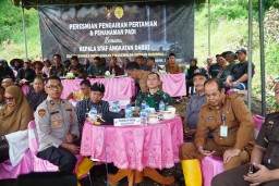 Dandim Nganjuk Ikuti Vicon Peresmian Pengairan Pertanian Dan Penanaman Padi Oleh Kasad