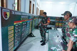 Dansatgas TMMD 124 Kodim Nganjuk Tinjau Posko TMMD Jelang Hari Penutupan.