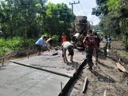 Pengecoran Jalan TMMD 124 Kodim Nganjuk Terus Di Kebut