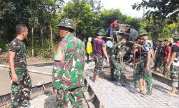 Hari Pertama Pengecoran Jalan TMMD 124 Kodim Nganjuk Di titik Nol
