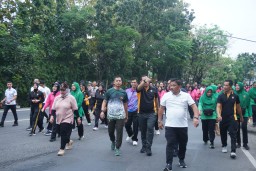 Meriah HUT Bhayangkara Ke 79, Kodim 0810/Nganjuk Bersinergi Olah Raga Dengan Polres Nganjuk