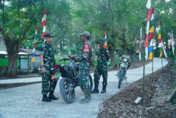 Dansatgas Tinjau Lokasi Pemotongan Pita di Titik Awal Pengecoran Jalan