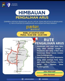 Satlantas Polres Batu Berlakukan Pengalihan Arus Saat Punten Carnival