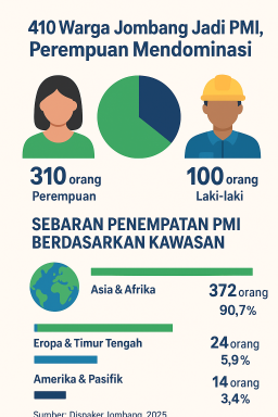 Januari–Agustus 2025, 410 Warga Jombang Resmi Diberangkatkan Jadi PMI ke Berbagai Negara