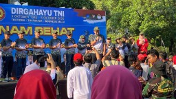 Kodim Nganjuk Gelar Senam Sehat , Bakti Kesehatan dan Bakti Sosial dalam Rangka HUT TNI Ke 80 Tahun 2025