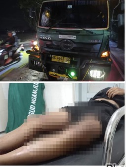 Gagal Salip Berujung Maut di Sukomoro Pengendara Tewas Usai Tabrakan dengan Truk Hino