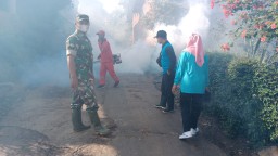 Sinergi TNI, Polri, Pemerintah Kecamatan Sawahan, dan Tenaga Kesehatan Laksanakan Fogging di Desa Kebonagung