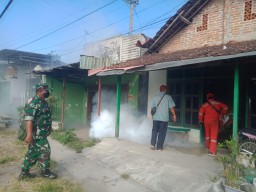 Babinsa Koramil 0810/08 Baron Dampingi Pelaksanaan Fogging di Dusun Nanggungan