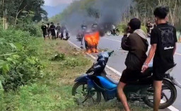 Motor Mio Terbakar di JLS Curahnongko Jember, Diduga Dipicu Tangki Bocor dan Korsleting Listrik
