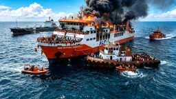 KMP Mutiara Sentosa 2 Terbakar Hebat di Utara Sumenep, 250 Penumpang Dievakuasi Darurat SAR Gabungan