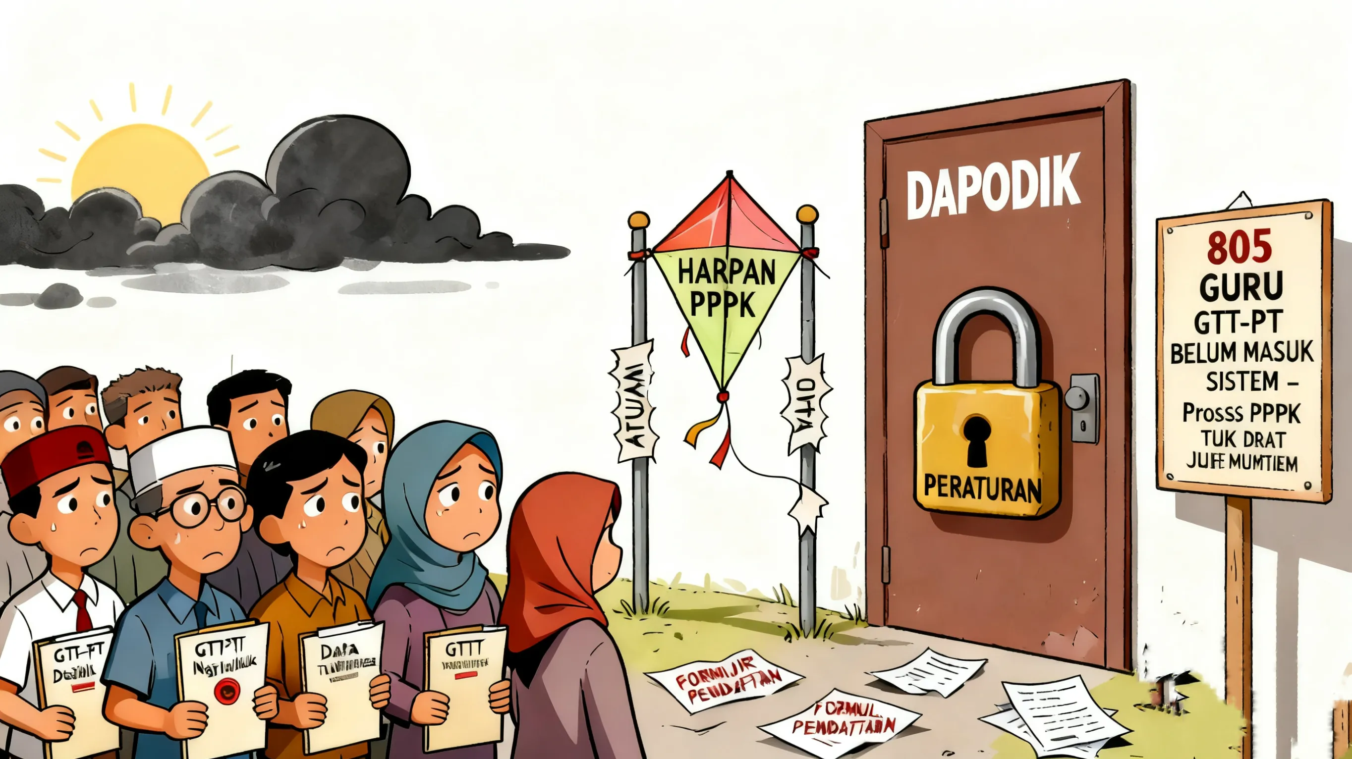 805 GTT - PTT Disdik Nganjuk Belum Masuk Dapodik, Harapan Jadi PPPK Pupus