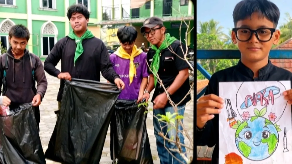 Peringati Hari Bumi, Mapala UIB Turun ke Jalan Bersihkan Sampah, Siswa SD Gambar Harapan Masa Depan