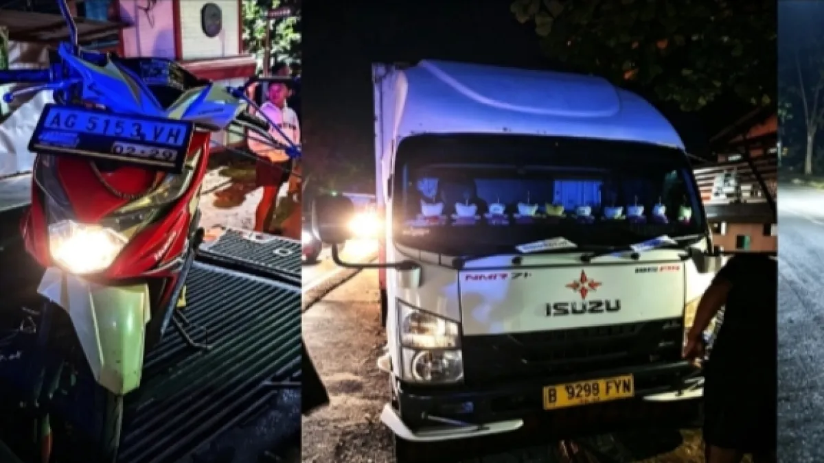 Gagal Salip Kendaraan di Bagor Nganjuk, Truk Box Hantam Honda Beat, Dua Orang Dilarikan ke RS