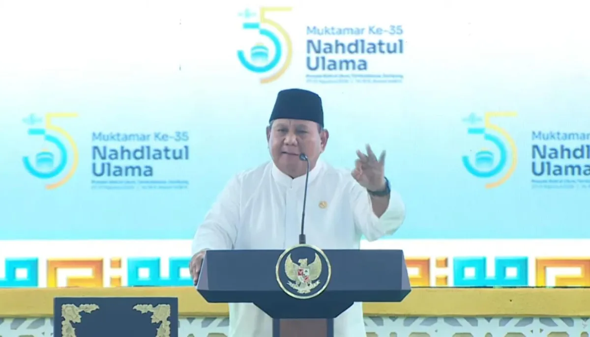 Buka Muktamar NU, Presiden Prabowo : Jangan Sekali-kali Melupakan Jasa Ulama, NU berkhidmat, Indonesia bermartabat