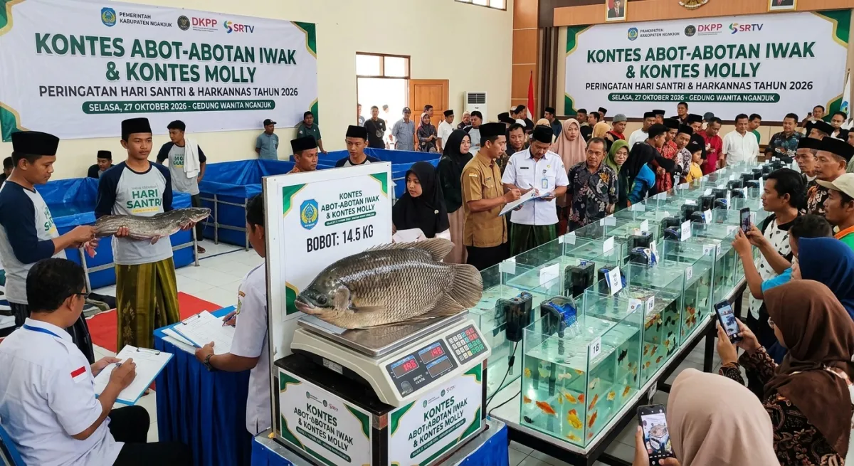 Semarakkan Hari Santri dan Harkannas 2026, Pemkab Nganjuk Gelar Kontes Ikan Jumbo dan Ikan Hias Molly