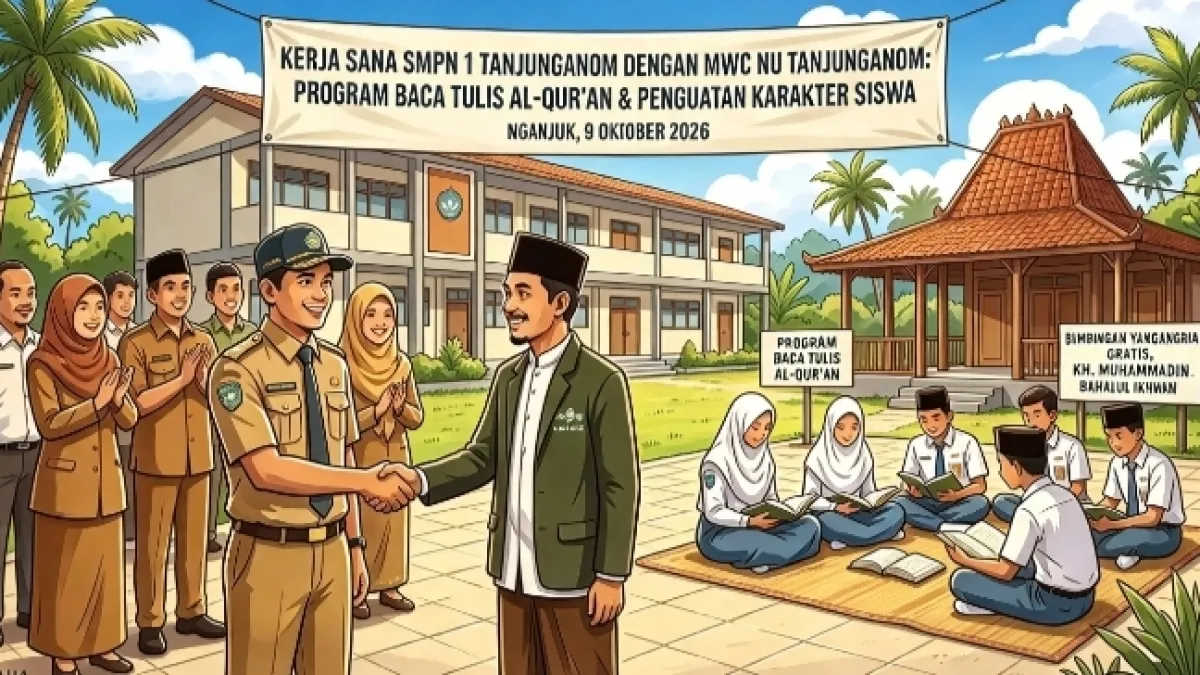 Cetak Lulusan Mahir Mengaji dan Berprestasi, SMPN 1 Tanjunganom Gandeng MWC NU