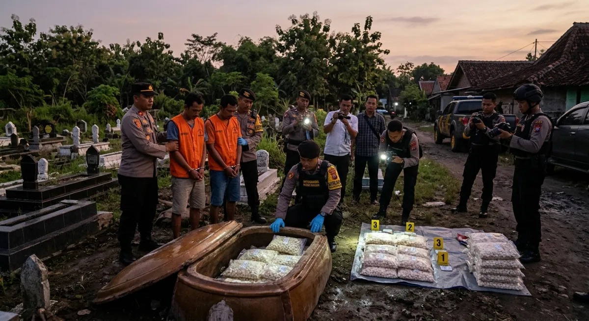 Simpan Ribuan Pil Dobel L di Pemakaman, Dua Pengedar Narkoba di Nganjuk Digulung Polisi