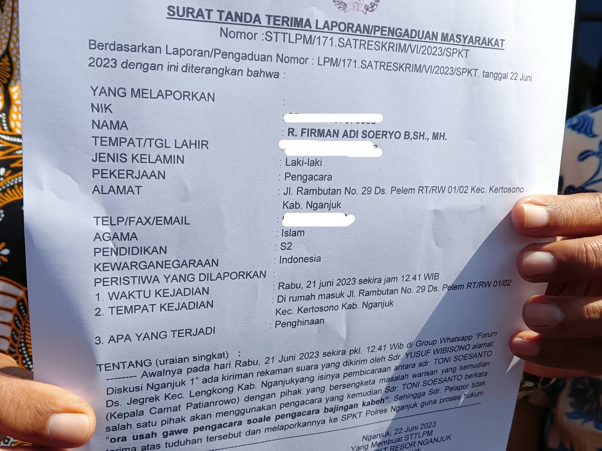 Bukti pelaporan
