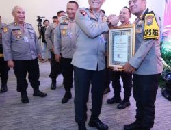 Kapolres Nganjuk Terima Piagam Penghargaan IKPA Terbaik di Lingkup Polri tahun 2023 dari Kapolri