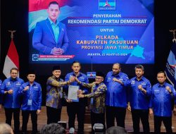 DPP Partai Demokrat memberikan rekomendasi kepada pasangan calon bupati (cabup)-calon wakil bupati (cawabup), H. M Rusdi Sutejo- H. M Shobih Asrori di Pilkada Kabupaten Pasuruan 2024.