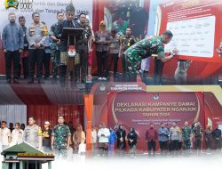 Dandim Nganjuk Bersama Forkopimda Hadiri Deklarasi Pilkada Damai Tahun 2024.