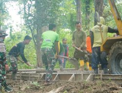 Jelang Akhir Tim Satgas TMMD 124, Tancap Gas Kebut Pengecoran.