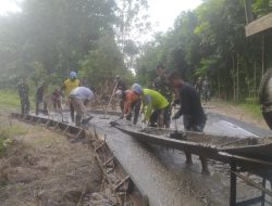 Kolaborasi TNI dan Warga Kebut Pengerjaan Rigid Beton di TMMD 124 Kodim 0810 Nganjuk