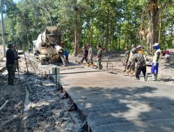 Pengecoran Jalan TMMD 124 Kodim Nganjuk Sudah Sampai titik 700 Meter.