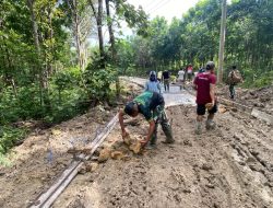 Pengecoran Jalan Memasuki Minggu Minggu Akir TMMD 124 Kodim Nganjuk
