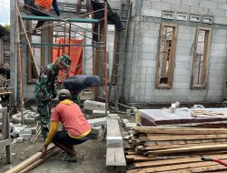 Babinsa Koramil 0810/20 Ngluyu Bersama Warga Dan Satgas TMMD Bangun Rutilahu