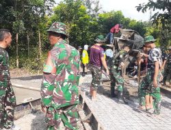 Hari Pertama Pengecoran Jalan TMMD 124 Kodim Nganjuk Di titik Nol