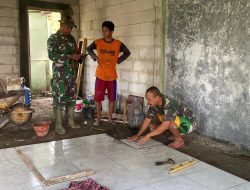 Satgas TMMD Ke 124 Kodim 0810/Nganjuk Mulai Tahap Pemasangan Keramik Program RTLH