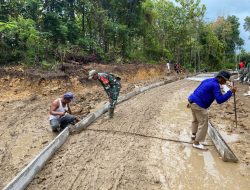 Cuaca Jadi Kendala Utama, Proses Pengerjaan Jalan Dipacu Satgas TMMD 124 Kodim Nganjuk