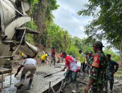 TMMD 124 || Danramil Bersama Babinsa Sumbermiri Terjun Langsung Cek Proges Pengecoran