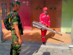 Babinsa koramil 0810/20 Ngluyu melaksanakan pendampingan kegiatan Fogging