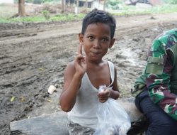 Anak – Anak Ikut Senang Melihat Jalan Buatan Satgas TMMD 124 Kodim Nganjuk Sudah jadi