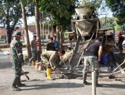 Jalan Cor Beton Selesai 100 Persen Satgas TMMD 124 Kodim Nganjuk Bekerja Tak Kenal Waktu.