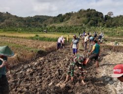 Babinsa Koramil 0810/20 Ngluyu Bersama Warga Laksanakan Kerja Bakti Pembuatan Jalan di Dusun Cabean