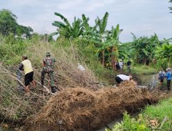 Babinsa Bersama warga Gelar Karya Bakti Bersihkan Rumpun Bambu Yang Menghambat Aliran Sungai