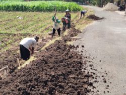 Babinsa Koramil Bagor Bersama Warga Bangun Tanggul Jalan Sawah di Sekarputih
