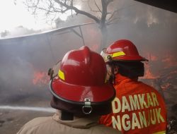 Korsleting Listrik, Gudang Spons di Nganjuk Ludes Terbakar